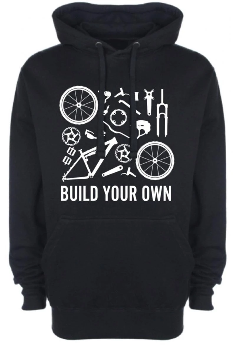 Build Your Own, Full Suspension Bike Pullover Hoodie Mountain Biking, Road Racing, BMX, Retro, Cycling Mens Clothes