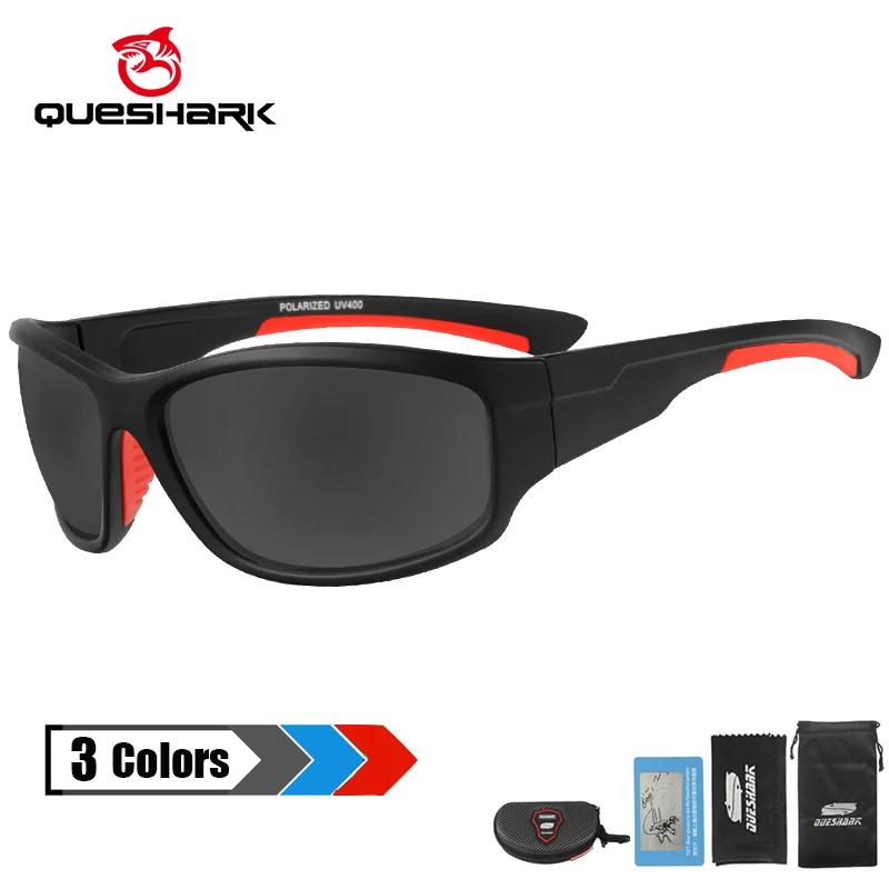 QUESHARK Men Women HD Polarized Sports Fishing Sunglasses UV400 Anti-Glare Hiking Eyewear TR90 Frame Sport Bike Cycling Glasses