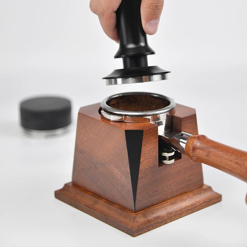 

Portafilter Holder Tamper Stand Wooden Espresso Tamping Station Adjustable Height Tamping Station Base for 58mm Portafilter