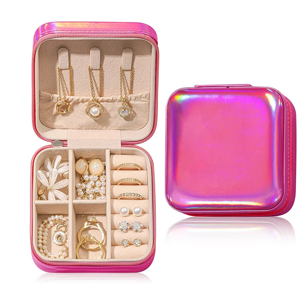 Jewelry Case Box Portable Small Travel Jewelry Organizer Necklace Earring Ring Storage Display Gift Box Travel Essentials