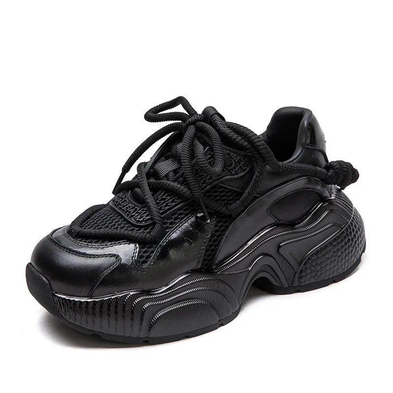 

2026, весенняя новая женская повседневная обувь, модные туфли на толстой подошве, увеличенная высота, европейско-американские туфли