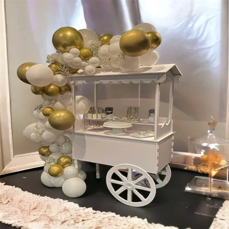 New 2024 Hot Sale Acrylic Cylinder Mobile Flower Cart Candy Cart Display Small Chocolate Display Stand Racks With Wheel