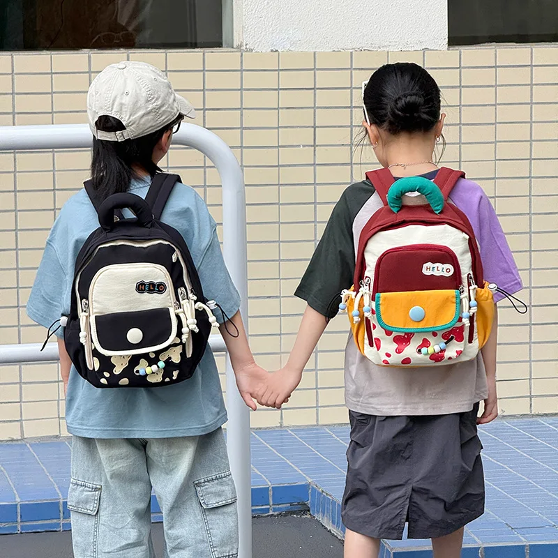 Trendy Dopamine Kids Backpack Cute Color Block Lightweight School Bag for Kindergarten Children