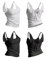 Angel Wings Vest 3D Embossed Wings Embroidery Spaghetti Strap Vest Y2K Women Gothic Fashion Summer Sexy Slim Backless Short Top - Image 3