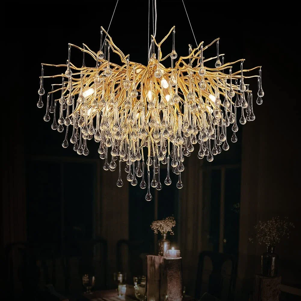 Crystal chandelier chandelier LED silver indoor hall living room dining room light luxury gold G9 chandelier