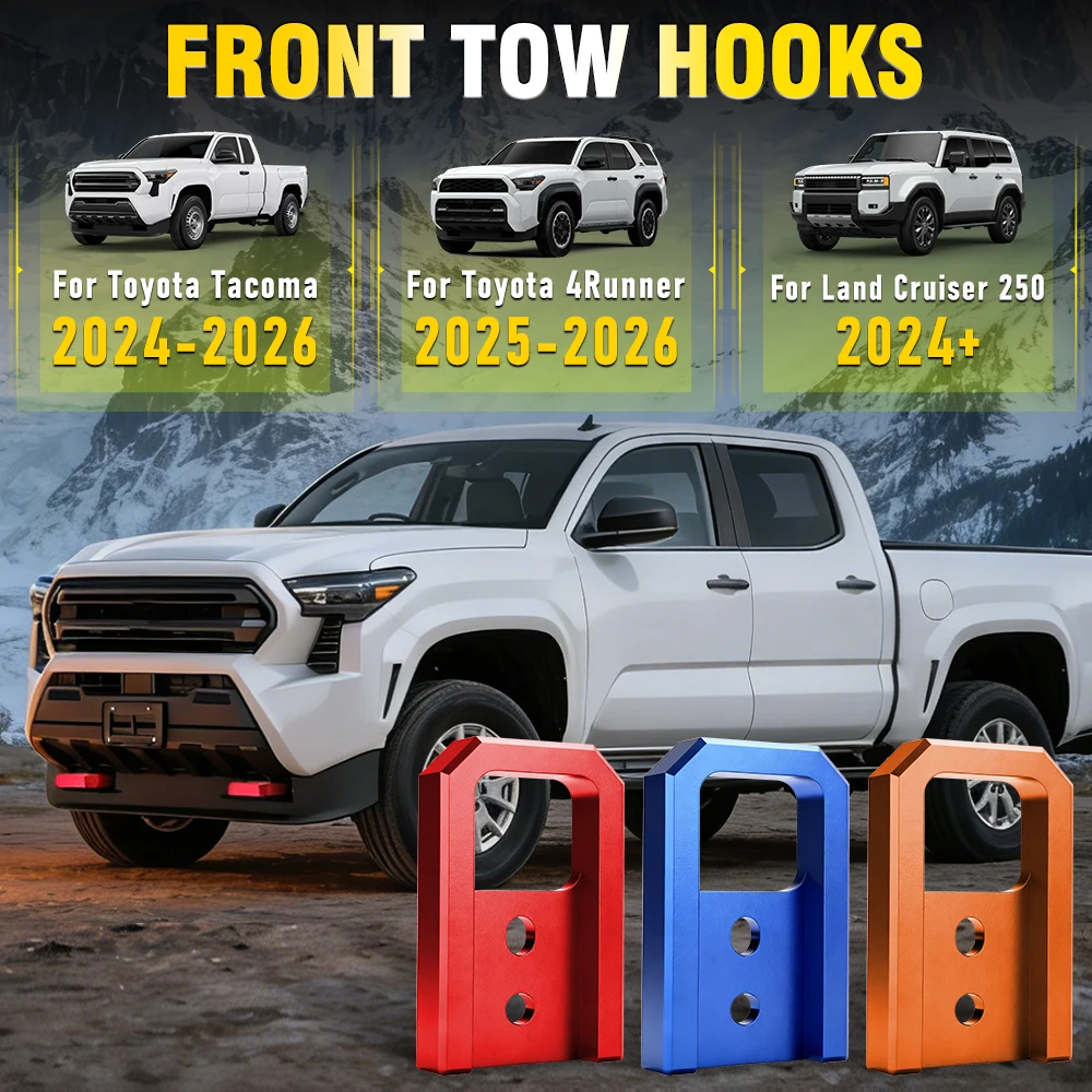 Aluminum Front Tow Hooks for Toyota Tacoma 2024 2025 2026 for Toyota 4Runner 2025 2026 for Toyota Land Cruiser 250 2024+