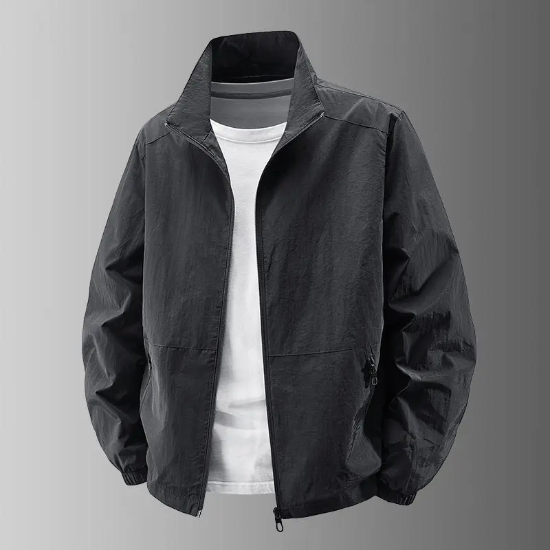Wear-Resistant Dirt-Resistant Work Jacket Men's Spring Autumn Outdoor Wear Stand Collar Open Cardigan Outerwear