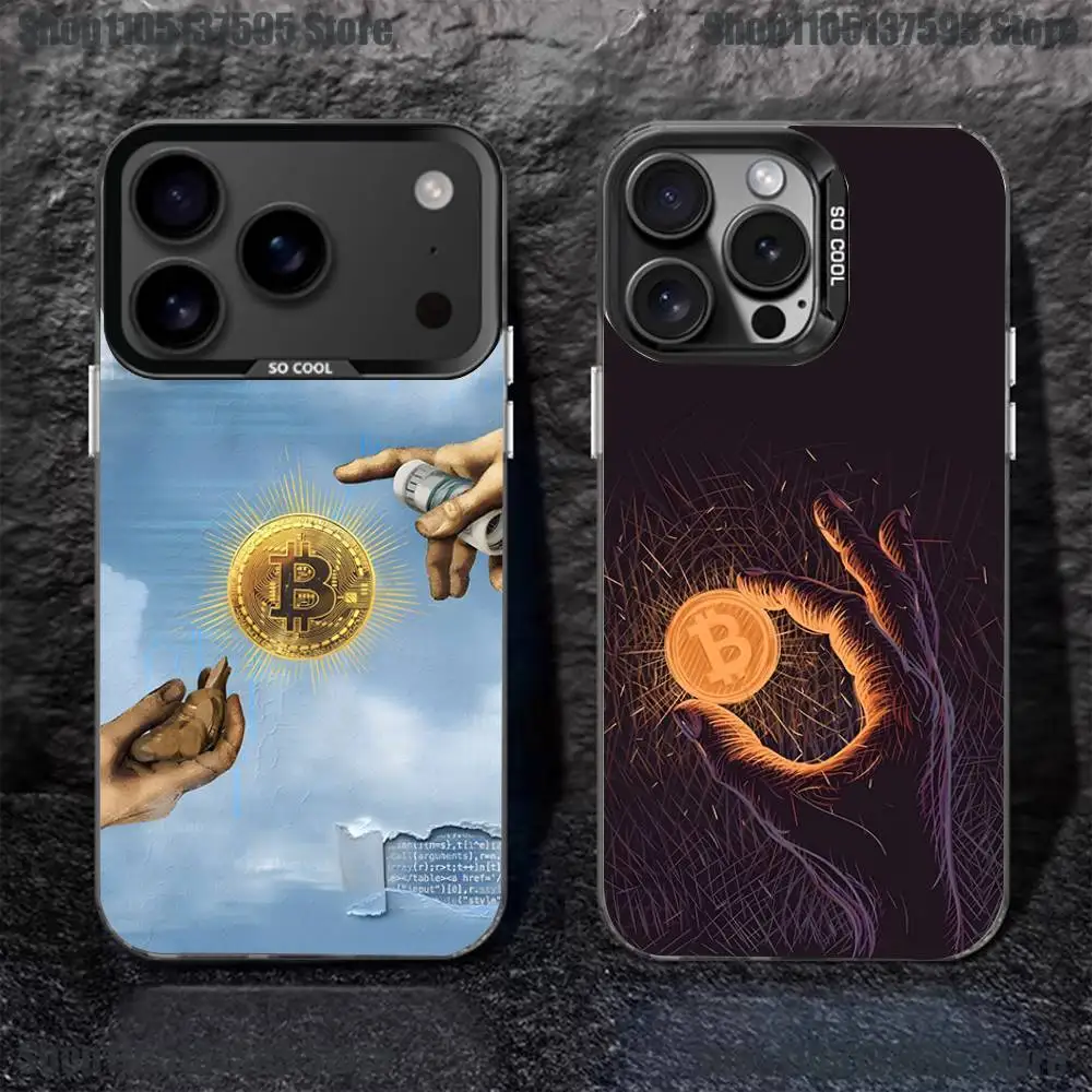 

Bitcoin Digital Currency Phone Case For iPhone 17,16,15,14,13,12,11,Pro,XS,Max,Plus,Mini,SE4,E Black Matte Shockproof Cover