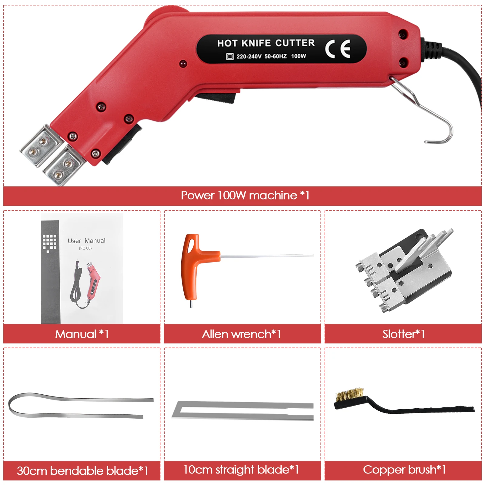 100 W Styrofoam Cutter Hot Wire Cutter up to 500 °C Fast Heating 100 mm Cutting Depth