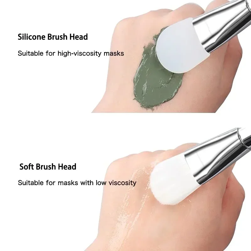 Cepillo de máscara Facial de silicona de doble uso con cabeza suave y cuchara de excavación para película de barro DIY herramienta de belleza de limpieza para el cuidado de la piel Facial