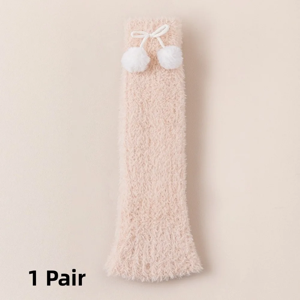 

Fashion Y2K Butterfly Knot Women's Long Stockings Thickened Warm Winter Pile Socks Leg Protection Leg Covers Boot Socks Gift