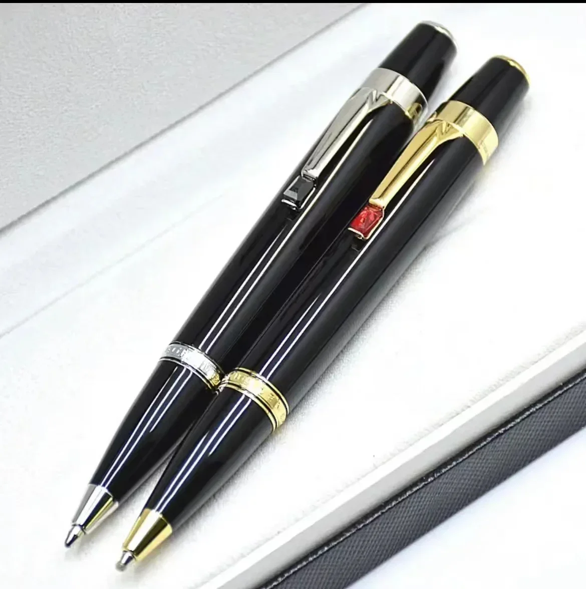 

Limited Bohemis Black Resin Ballpoint Pen Mini Short Portable Travel Office School Writing with Gem Serial Number