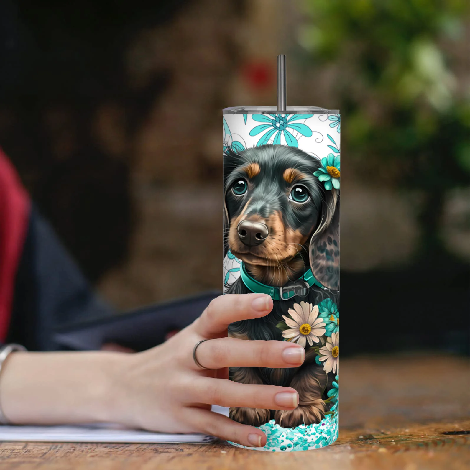 Dachshund-Themed 20oz Stainless Steel Tumbler with Handle & Straw - Leakproof, Travel Mug for Dog Lovers - Perfect Gift for Women, Girls, Friends on Christmas, Valentine's Day, Graduation
