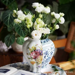 Creative light luxury antique style ceramic vase European vintage flower vase flower arrangement living room desktop ornaments