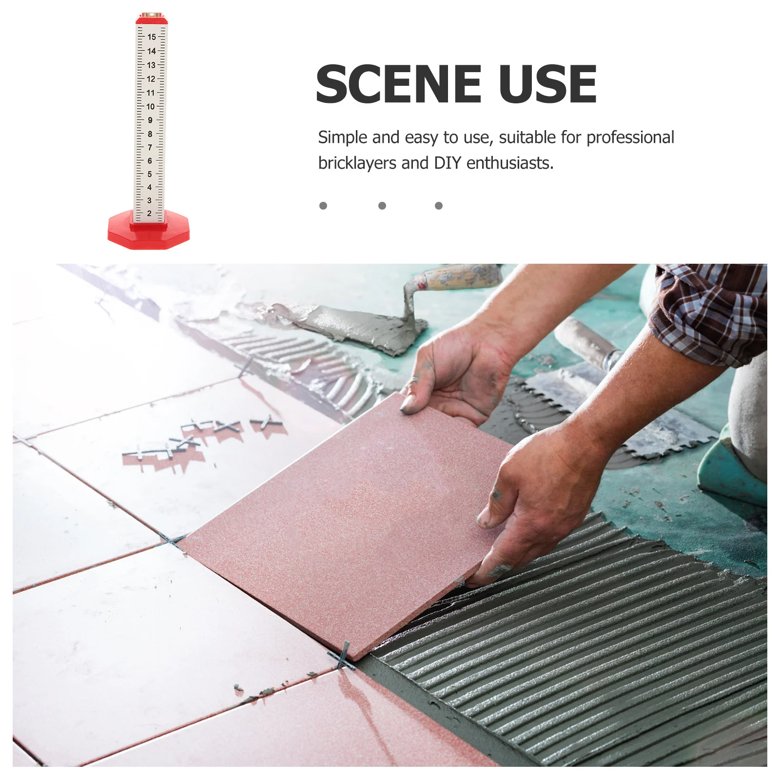 مسطرة تسوية البلاط، مقياس واضح، دقة عالية لتركيب بلاط الأرضيات الجدارية، قياس كفاف مزدوج الوظيفة #2