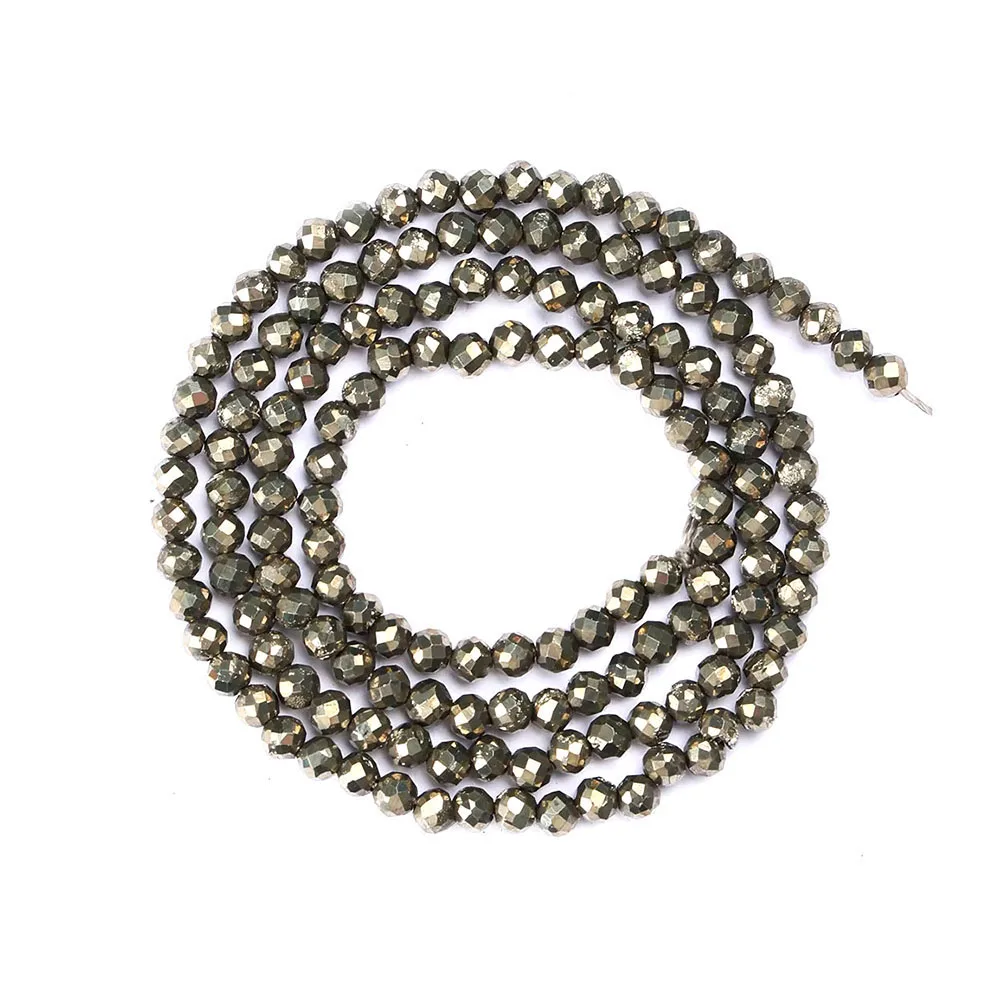 Natürlicher facettierter gelber Pyrit-Stein, 2/3/4 mm, Fool's Gold Crystal Energy, loser Edelstein für DIY Männer und Frauen – Detail 4