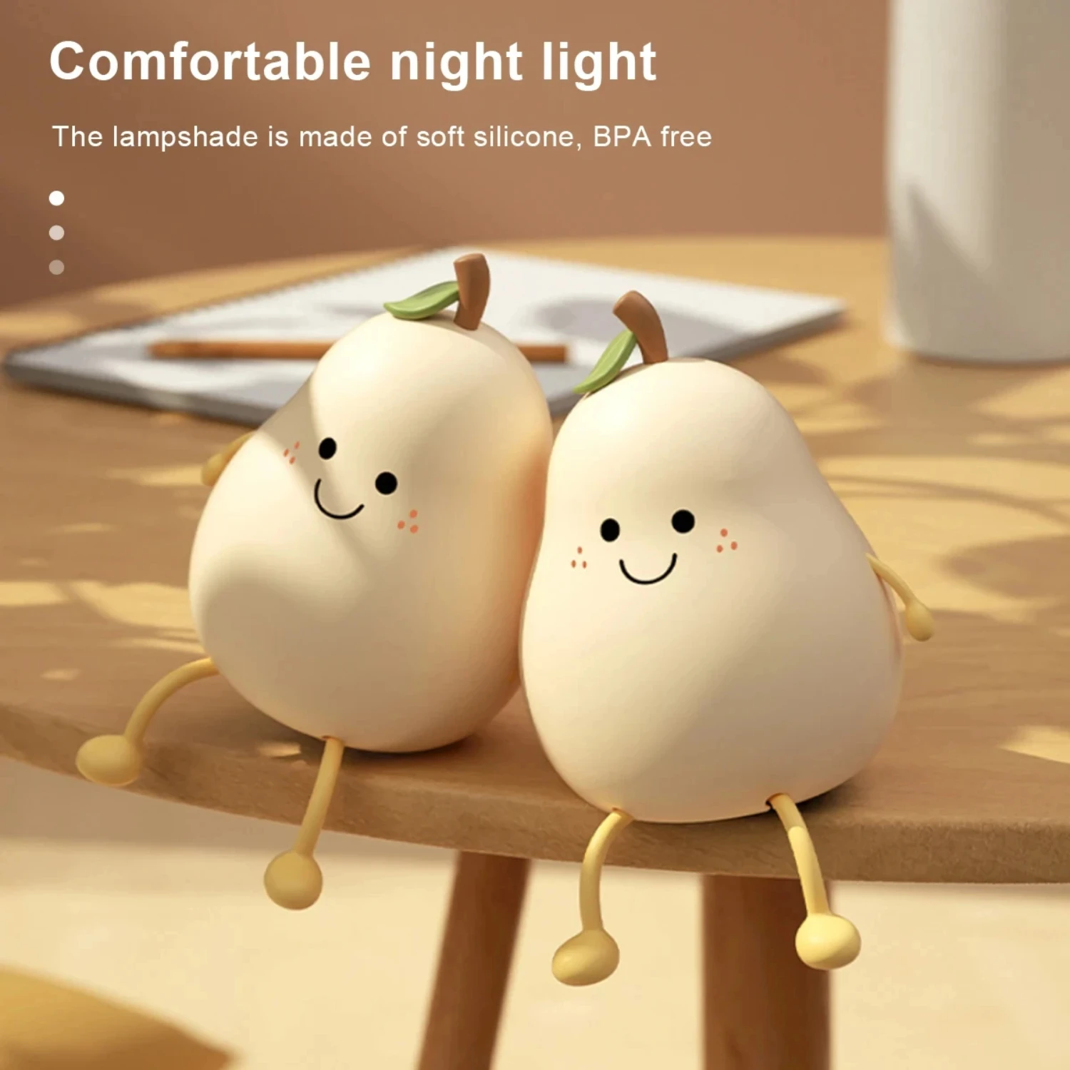 Luz nocturna de silicona en forma de fruta, recargable por USB, encantador y Adorable, con Control de Sensor, compañero perfecto para niños