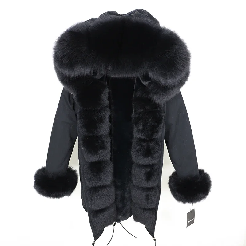 OFTBUY 2024 Fashion Winter Jacket Women Real Fur Coat Natural Real Fox Fur Collar Loose Long Parkas Big Fur Outerwear Detachable