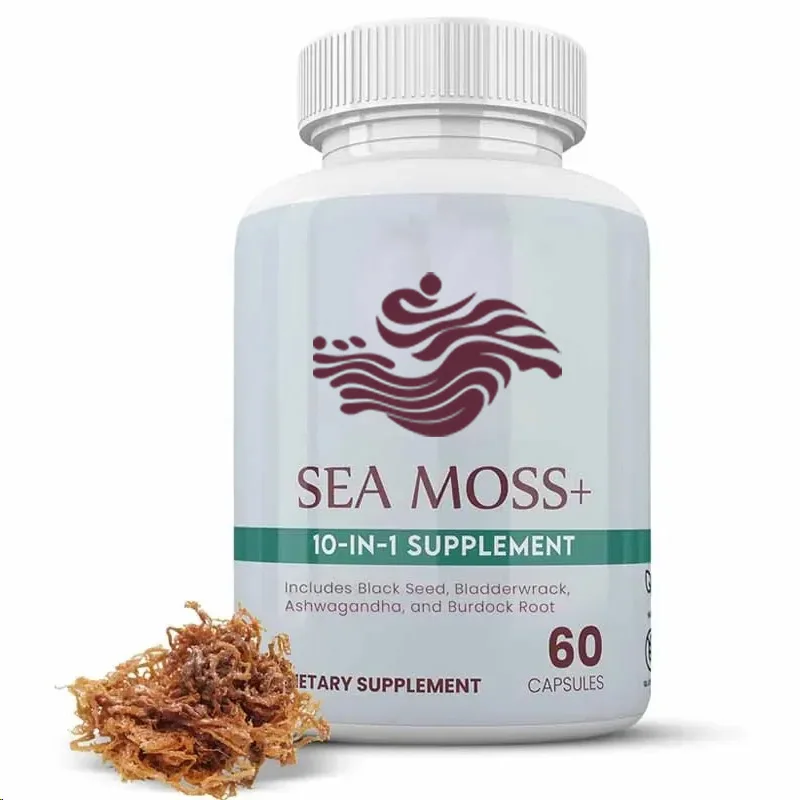 Sea Moss น้ํามันเมล็ดสีดํา South African มะเขือยาวกระเพาะปัสสาวะหญ้าเจ้าชู้ 10in1 60 แคปซูลมังสวิรัติแคปซูลที่มีแร่ธาตุ