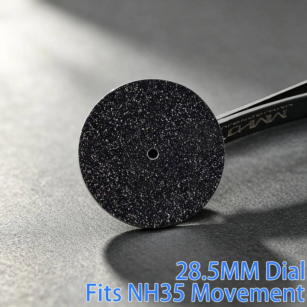 28.5mm Sparkling Starry Blue-Green Malachite Sandstone Watch Dial, Fit NH35 NH36 NH38 Automatic Movement Watch Mod Repair Parts