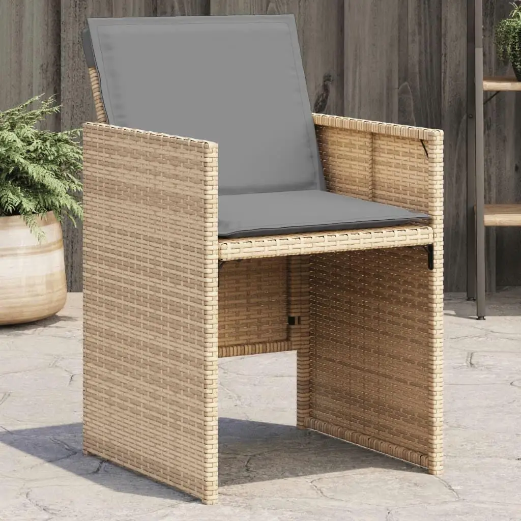 4-Piece Beige Poly Rattan Patio  Set with Cushions - Stylish Outdoor Seating