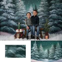 Snowy Spruce Forest Backdrops Kids Photocall Adult Child Photography Props Winter Christmas Jungle Photo Studio Backgrounds