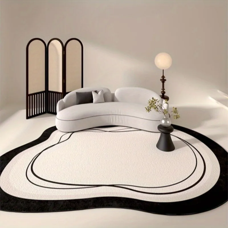 Cream Color Irregular Carpets for Living Room Sofas Fluffy Bedside Rugs Bedroom Rugs for Home Decoration Simple Big Size Mats