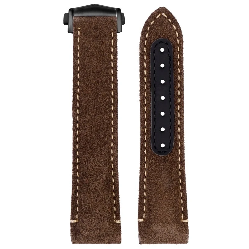 حزام ساعة جلد عتيق 21 ملم لساعة أوميغا سبيدماستر الجانب الداكن من القمر 311 - حزام جلد العجل الناعم للرجال، بني/أسود