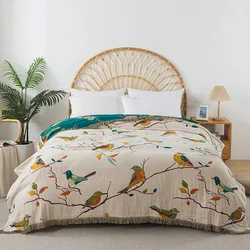 Cotton Bedspread 4 Layers Of Muslin Gauze Towel Coverlet AB Side Tassel MultifunctionBlanket Sofa Double Bed Cover Quilt 200*230