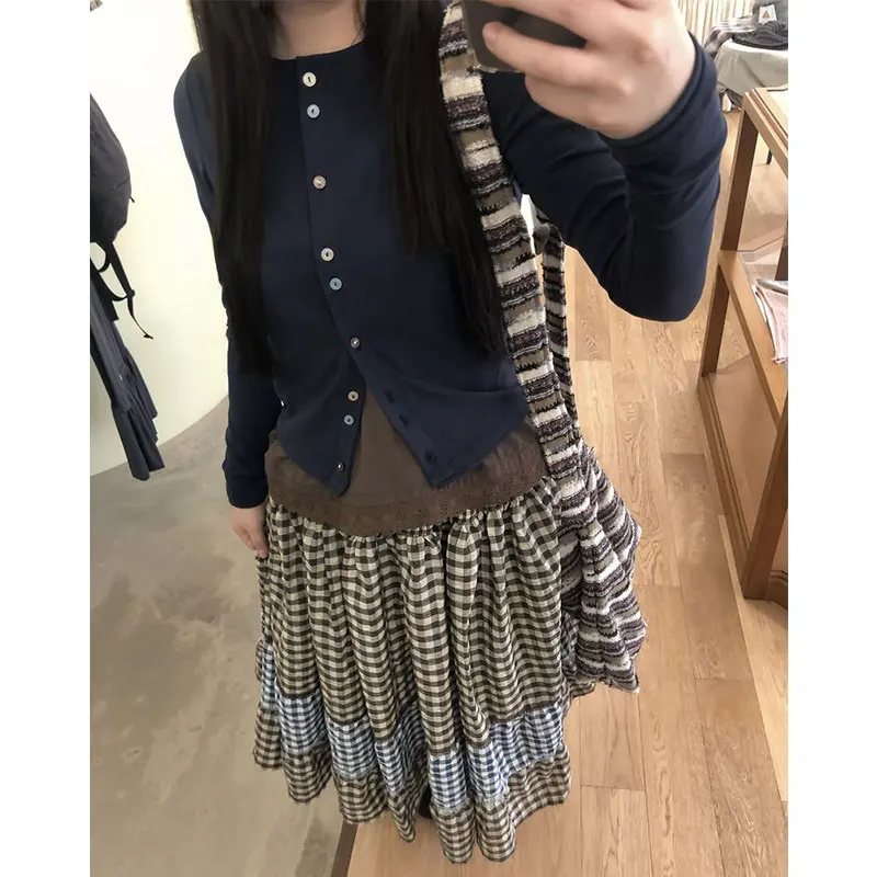 

Faionable Versatile East Gate 25 Early Autumn Buttons Basic Long Sve Women's Open Cardigan Ele Sle Pure C...
