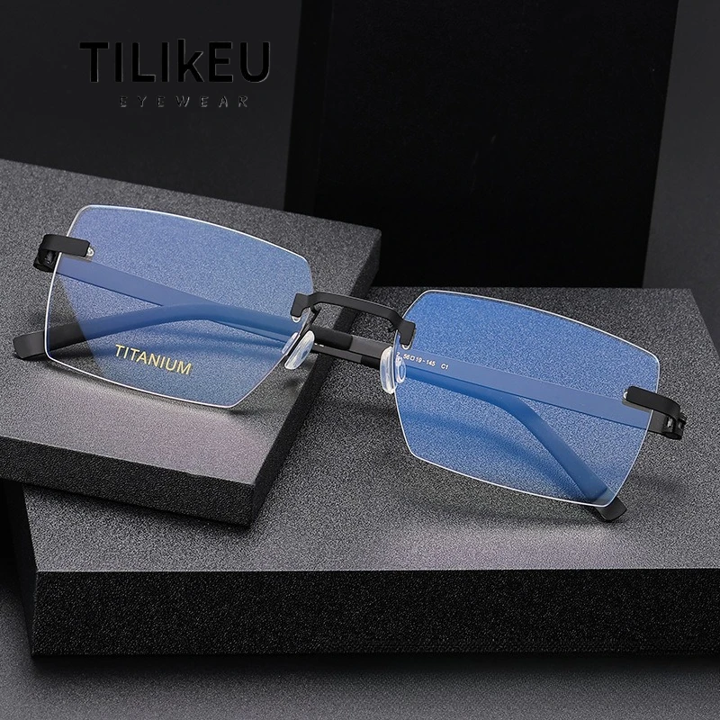 

Denmark Screwless Design Rimless Glasses Frames for Men Classic Business Pure Titanium Optical Prescription Eyeglasses Frame New