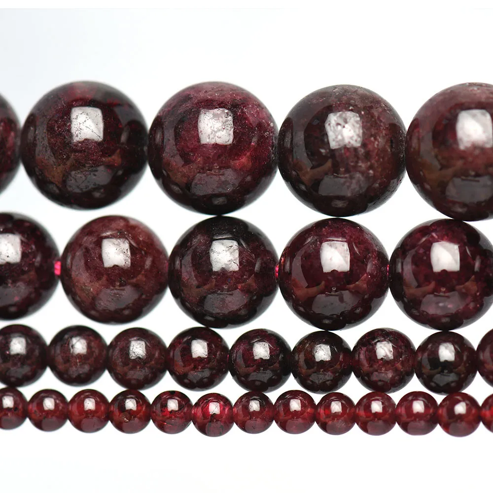 Dark Red Garnet Stone Natural Stone Beads Round Loose Beads For Jewelry Bracelet Necklace Making 15.5