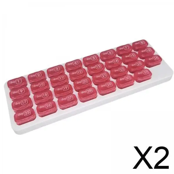 

Monthly Pill Organizer 31 Days Medicine Box Portable Compartment Storage Case for Vitamins