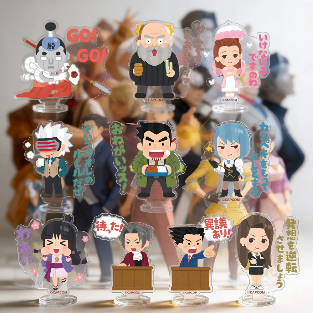 Llavero acrílico con personajes de Ace Attorney: Phoenix Wright, Mia Fey, Franziska von Karma, Miles Edgeworth, Maya Fey, Godot HD
