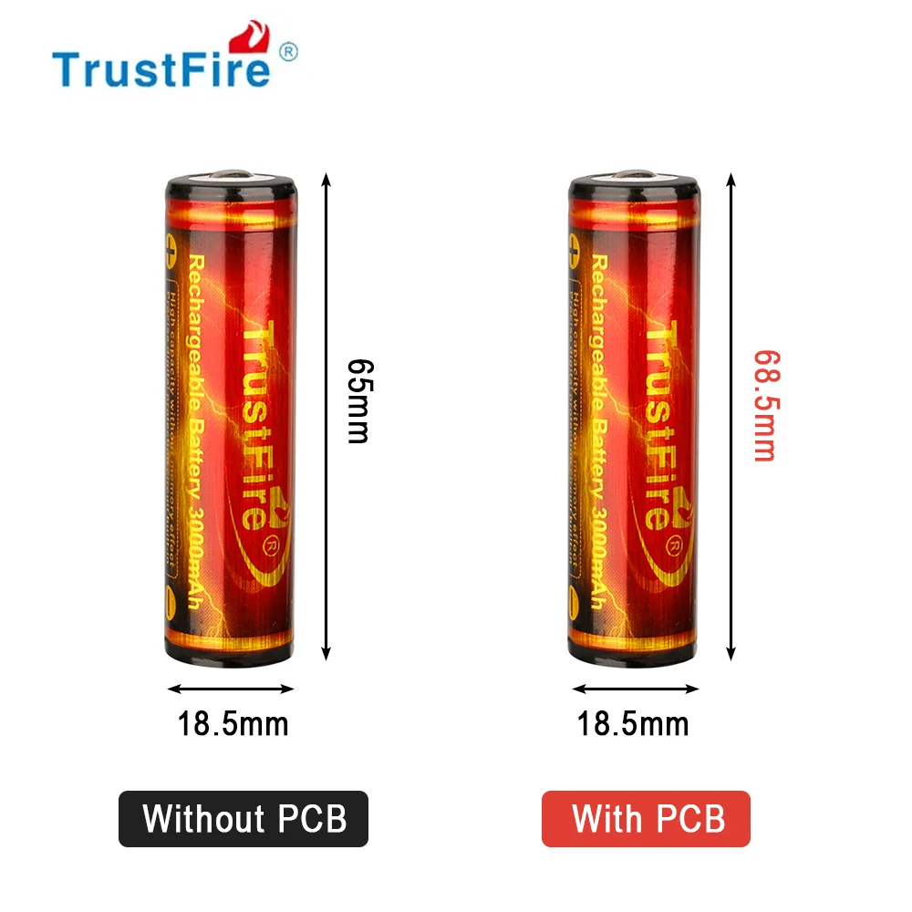 TrustFire 100% 3.7V 3000mAh 18650 Rechargeable lithium Batteries  AA Batteria Cells With PCB For MC12 H5R Flashlight Mouses Toys