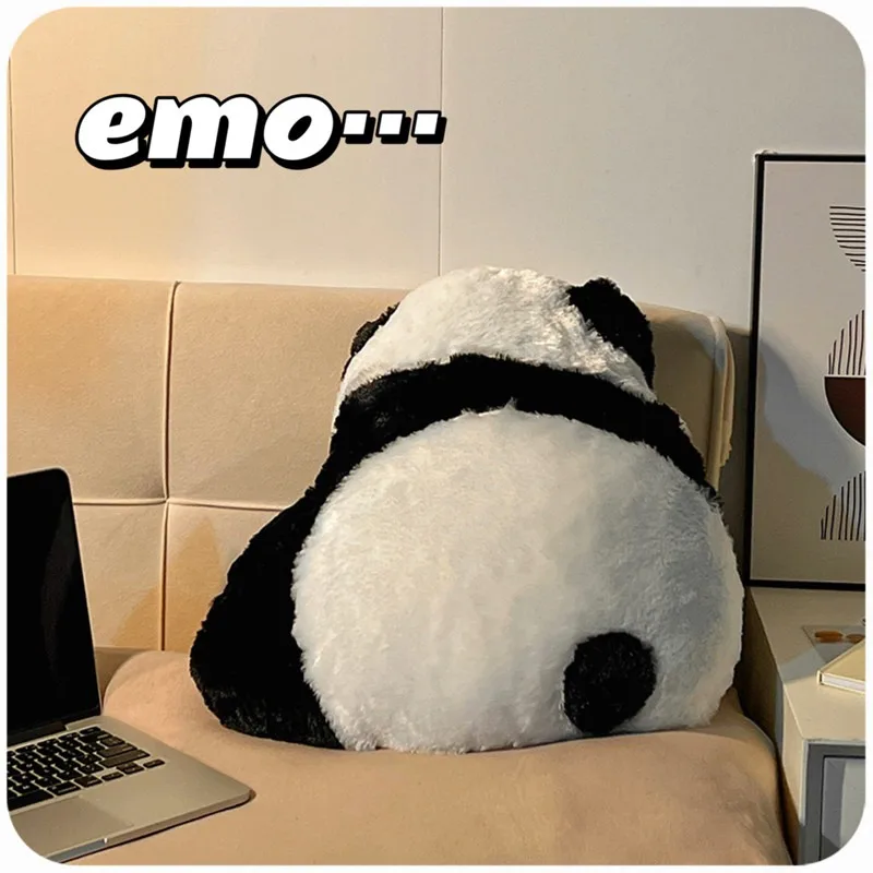 Cute Soft Panda Back Shadow Silhouette Plush Toy Throw Pillow Stuffed Animal Panda Chair Cushion Unique Sofa Decor Mat