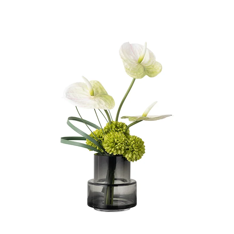 Modern Luxury Glass Vase Floral Arrangement Decorative Set for Bathroom Vanity Living Room Home Decor