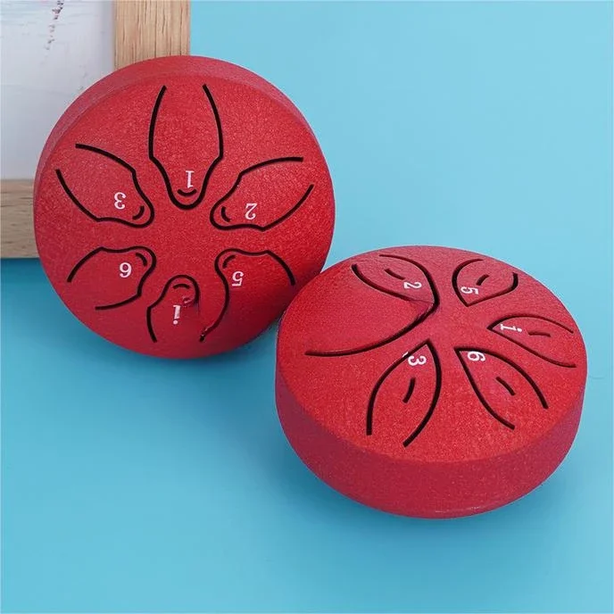 3 inches (8 cm) 6 music notes Mini Rain Steel Tongue Drum Hand Crank Percussion