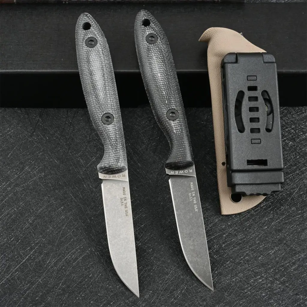 DC53 Steel Linen Knife Handle Outdoor Camping Tactical Knife Survival Hunting Knife EDC Tactical Military Gear With Kydex Sheath