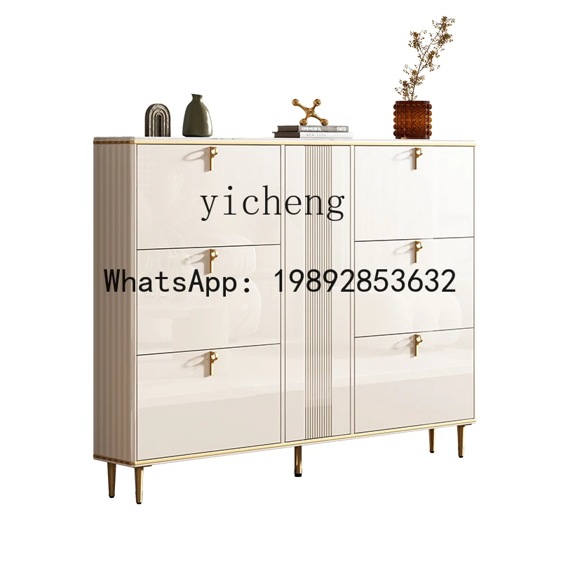light luxury ultra-thin shoe cabinet, thin tipping bucket shoe cabinet at the door of the home, extremely narrow