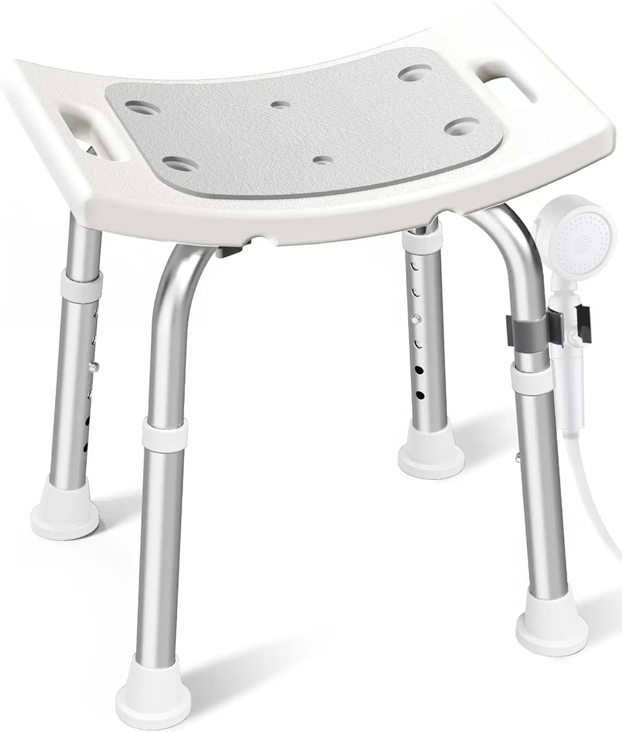 

Adjustable Shower Chair with Suction Feet, 400 lbs Capacity, Light Gray Seat for Elderly and Disabled