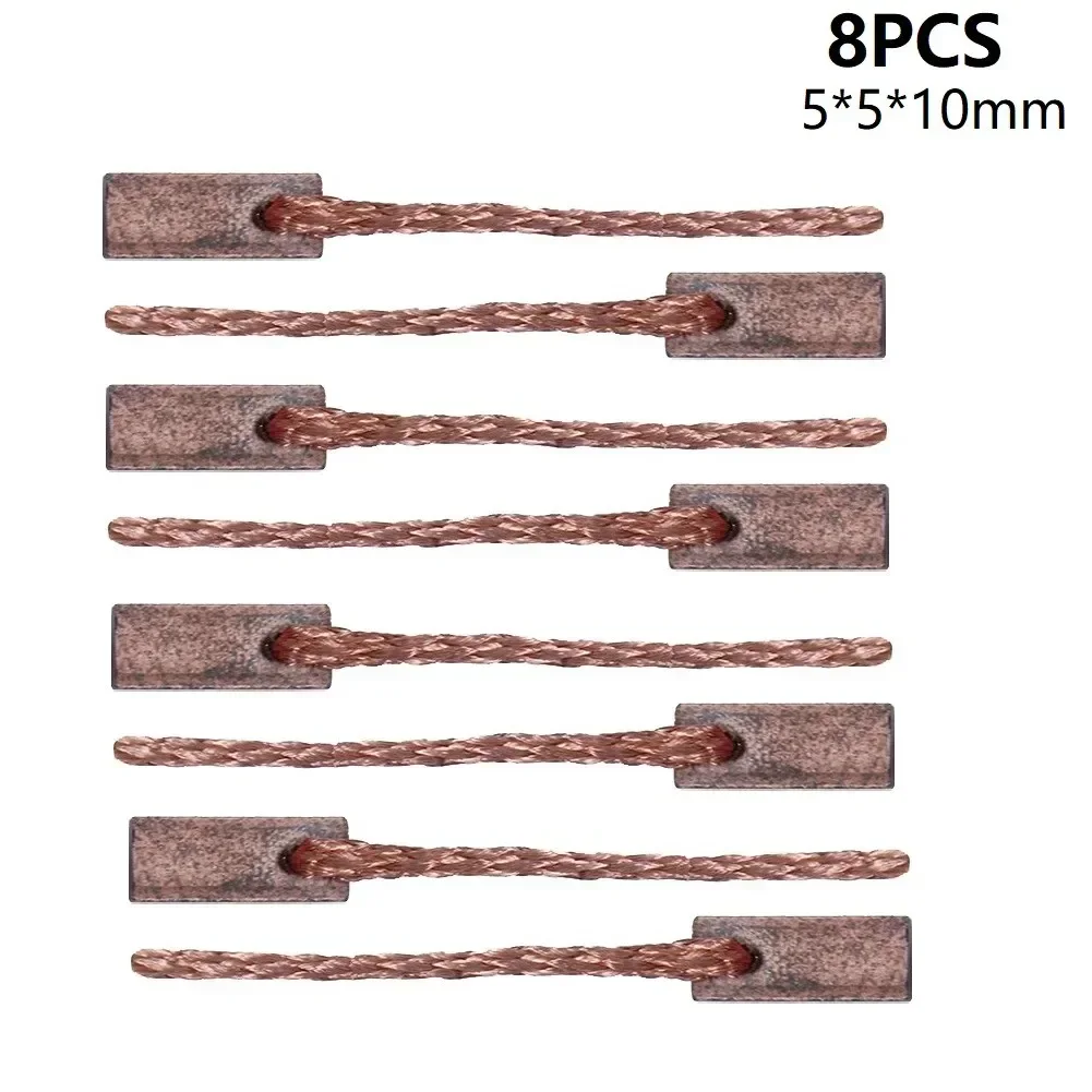 8 unids/lote 5x5x10mm cepillos de carbono de Motor de cobre y grafito para amoladora angular Bosch martillo eléctrico herramienta rotativa eléctrica