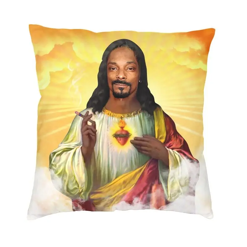 Saint Jesus Snoop Dogg Music Rapper Throw Pillow Case Home Decor Custom Square Cushion Cover 40x40 Pillowcover for Living Room