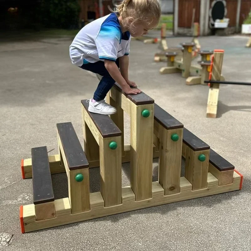 Classroom furniture set, daycare steps, wooden triangular layered steps for toddlers