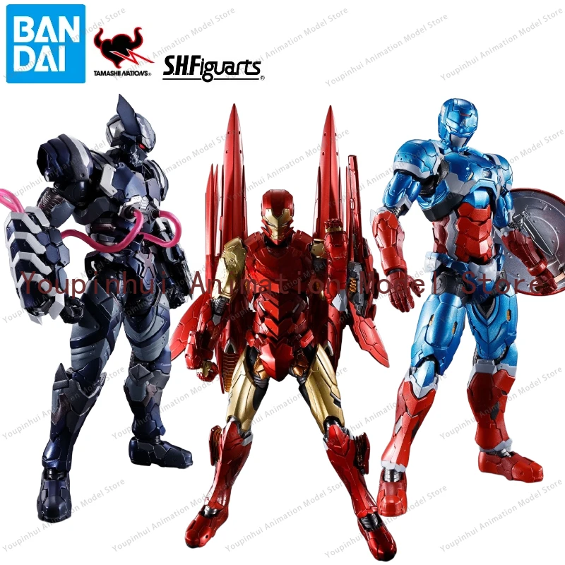 [Available] Bandai SHF American Series Iron Man Venom Symbiote Wolverine Captain America Action Figure Model Gift Collectible