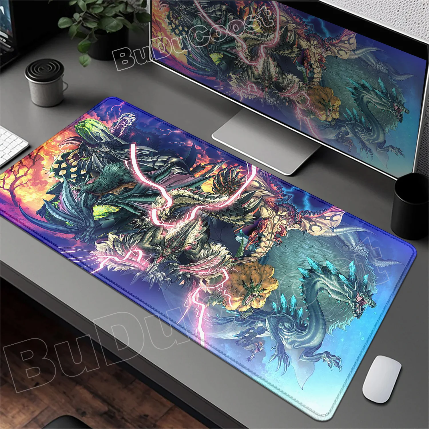 

HD Printing MousePad Game Monster Hunter Wilds Mouse Pad Natural Rubber Keyboard Mat Office Desk Mat Computer Gaming Accessories