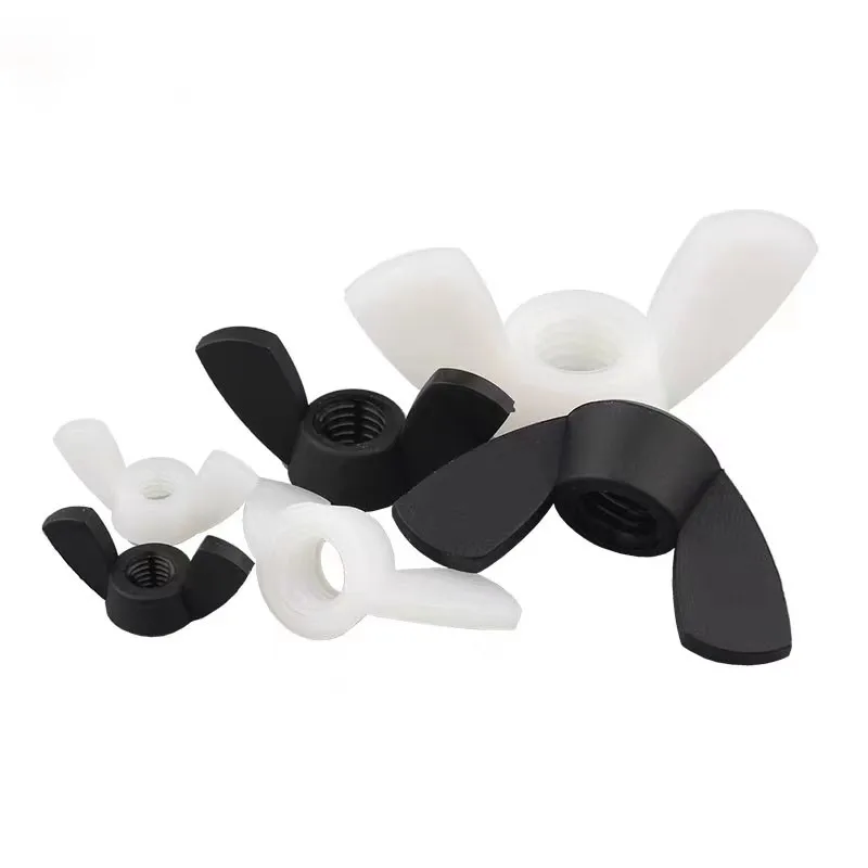 10/50pcs Black White Nylon Wing M3 M4 M5 M6 M8 M10 M12 Wingnut  Nut Din315 Plastic Hand Tighten Nut