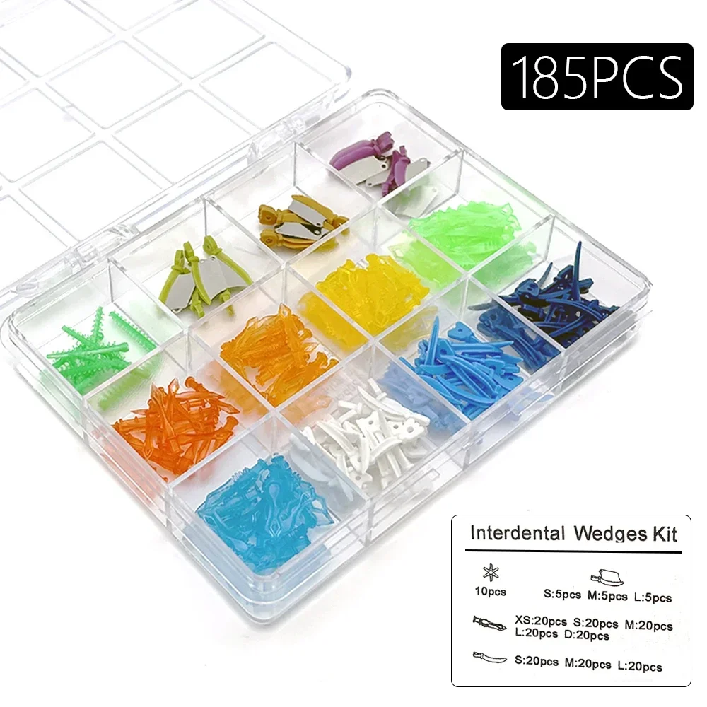 

185Pcs/Box Dental Wedges Tooth Gap Wedge Kit Interdental Gap Wedge Sectional Matrix Diamond Knife Refill 11 Type Materials