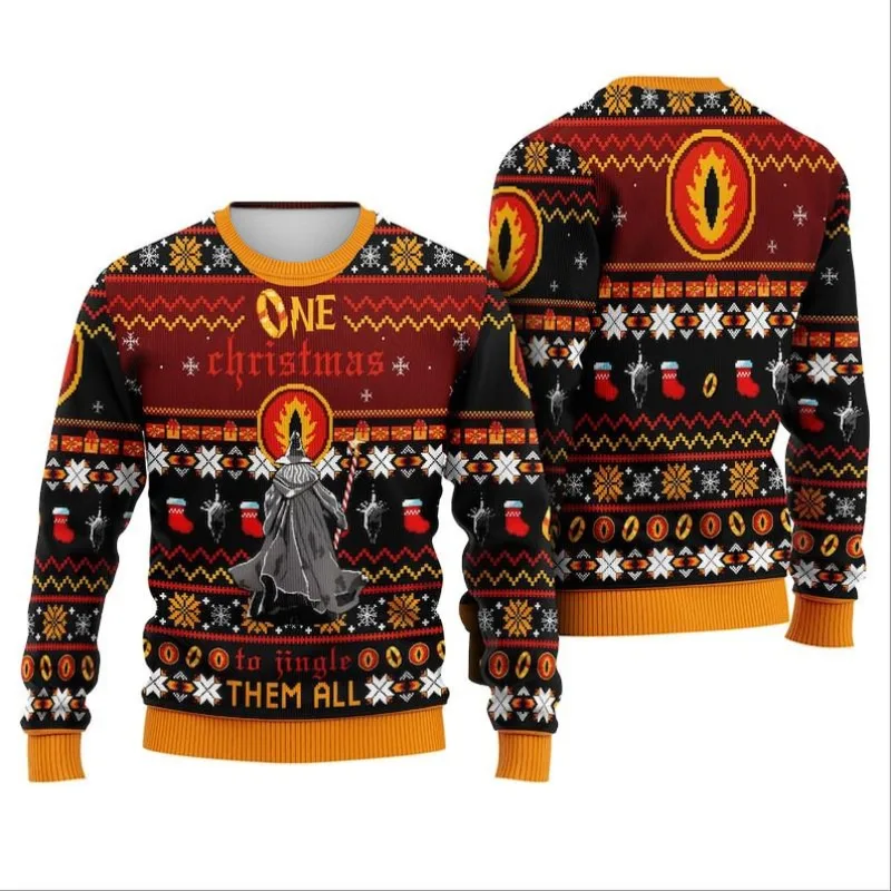 Nuevo El Señor de los Anillos Ojo de Sauron Nazgul jersey gráfico feo Navidad invierno hombres mujeres LOTR Fans sudadera Casual Tops