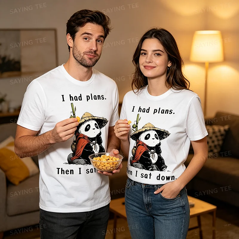 Ich hatte Pläne, dann setzte ich mich hin - Lazy Panda T-Shirt Y2k Niedlicher Lazy Panda Humor Süße Asiatische Ästhetik Kleidung Grafik-Schriftzug T-Shirt Geschenke – Detail 5